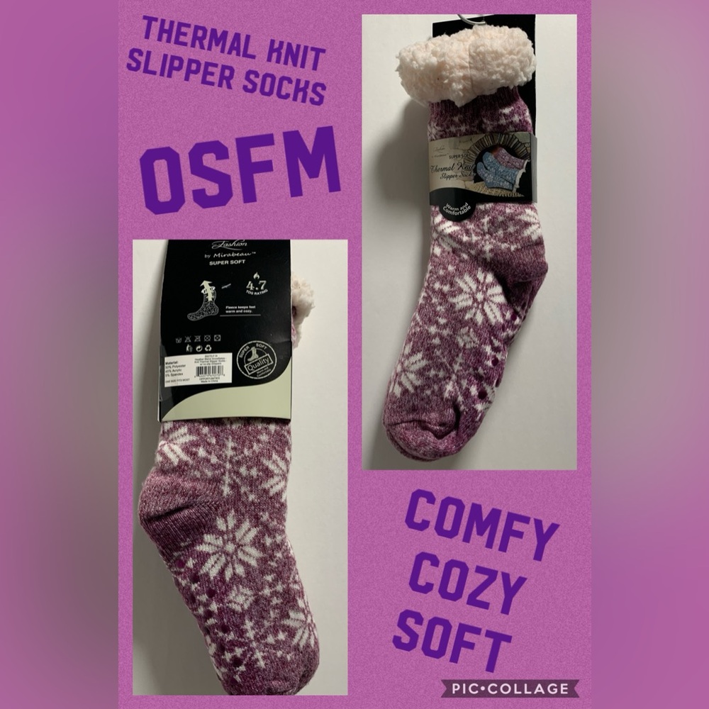 3/$10 Super Soft Sherpa Thermal Knit Slipper Socks Non-Slip Grippers NEW OSFM